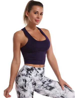 Racerback Athletic Crop Tank Tops midnightblue_Jogging