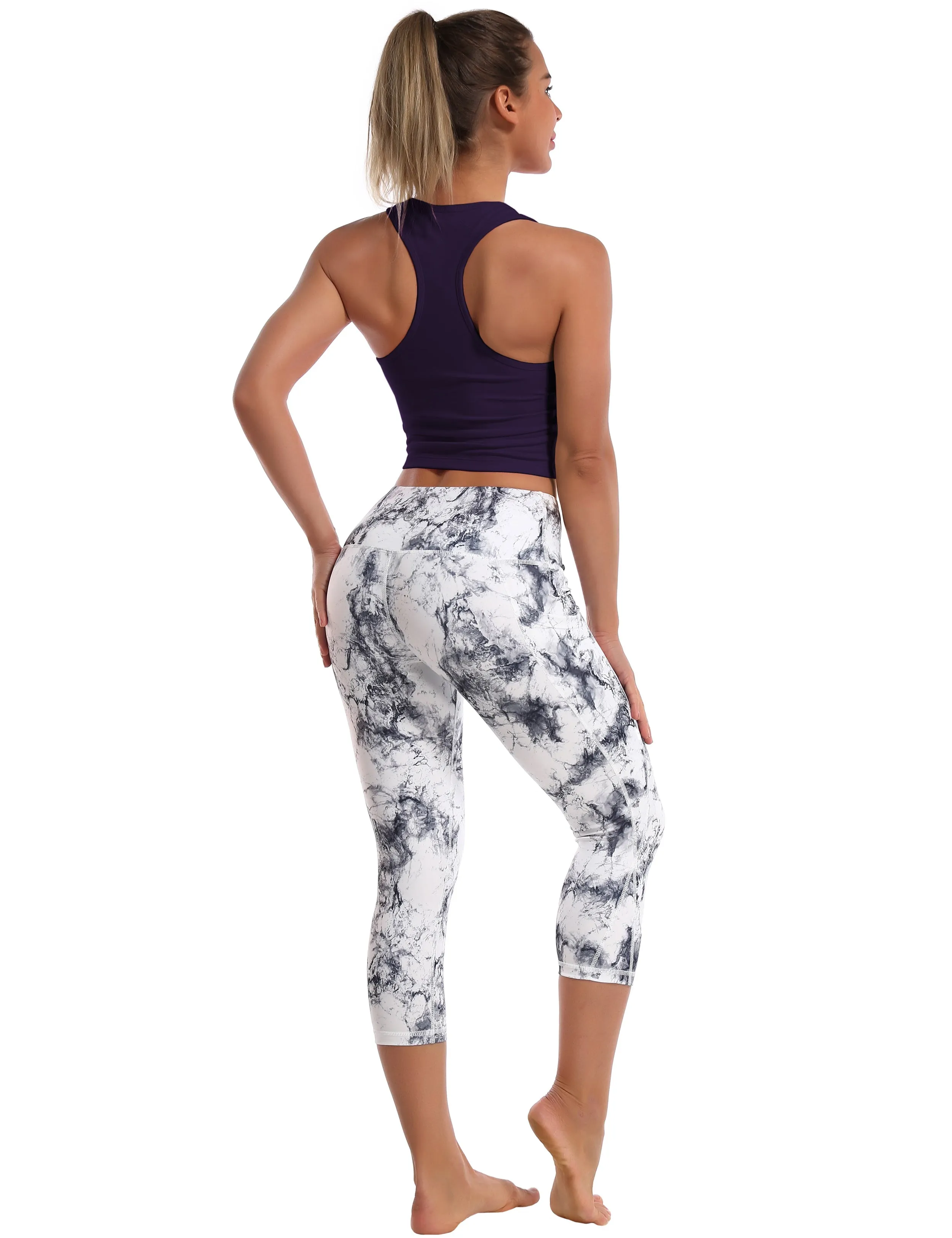 Racerback Athletic Crop Tank Tops midnightblue_Jogging