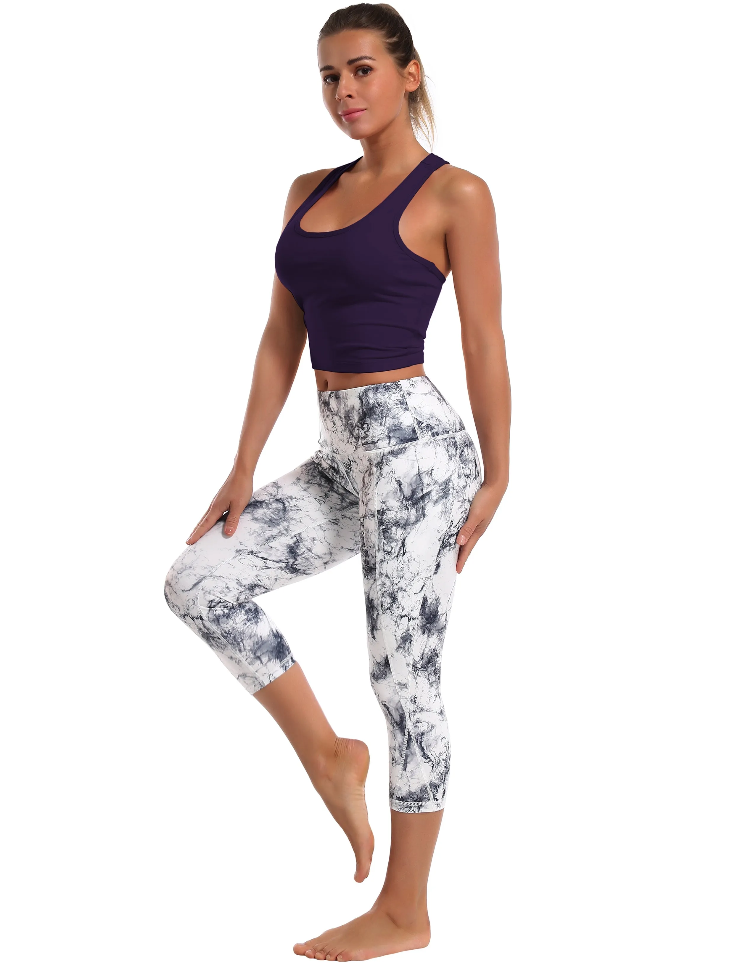 Racerback Athletic Crop Tank Tops midnightblue_Jogging