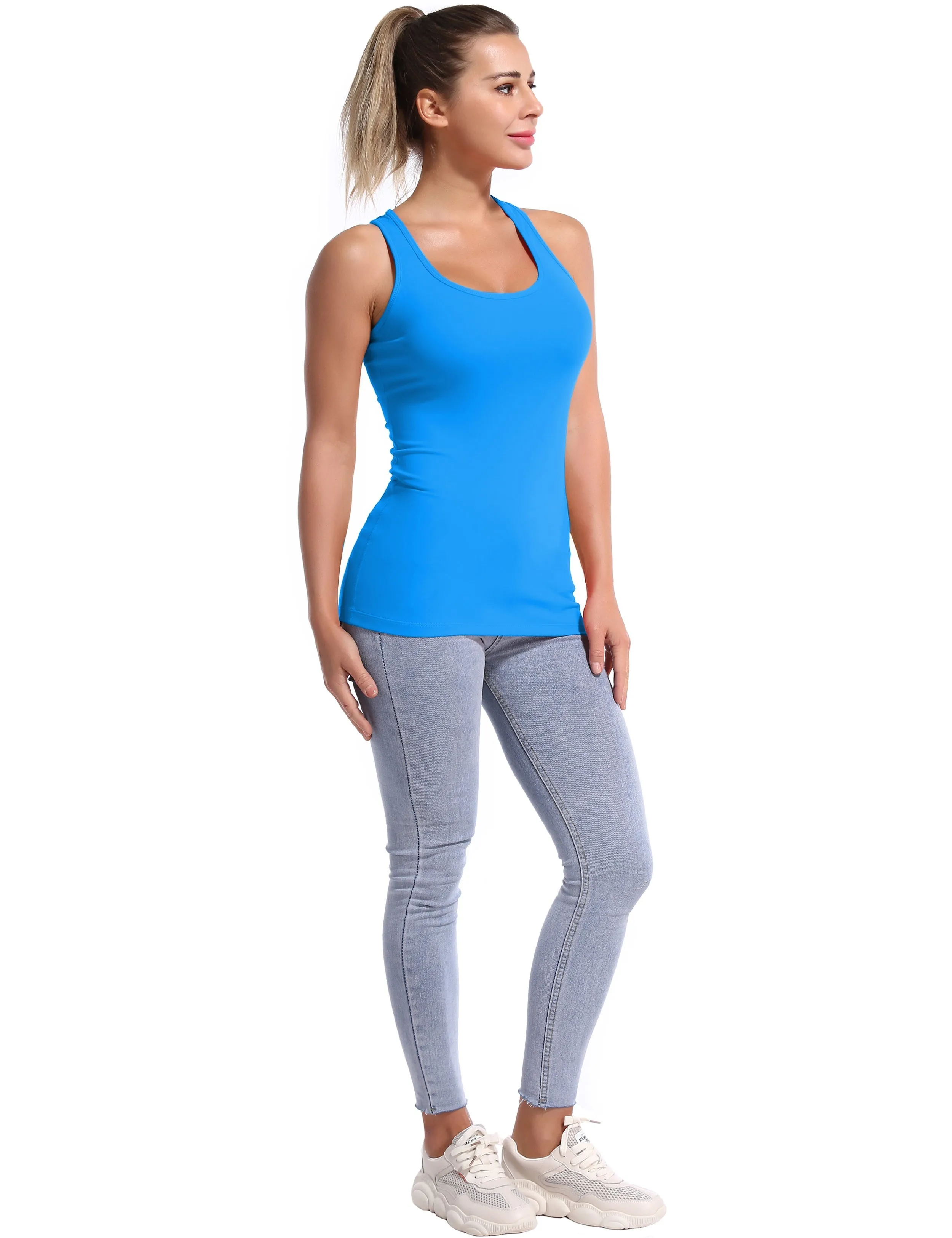Racerback Athletic Tank Tops deepskyblue_Plus Size