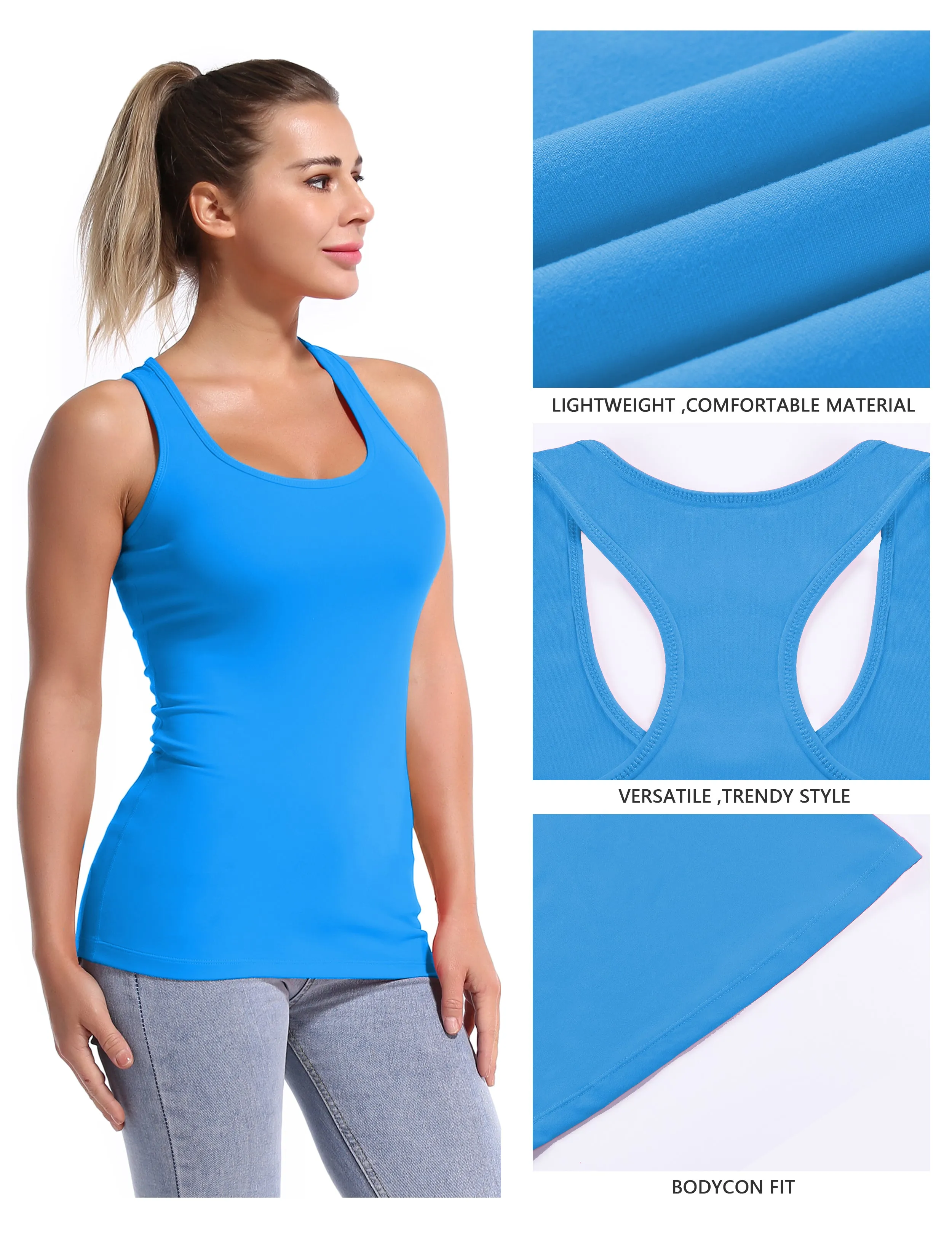 Racerback Athletic Tank Tops deepskyblue_Plus Size