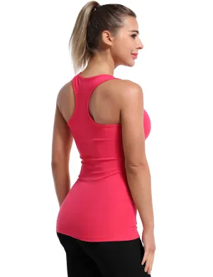 Racerback Athletic Tank Tops red_Plus Size