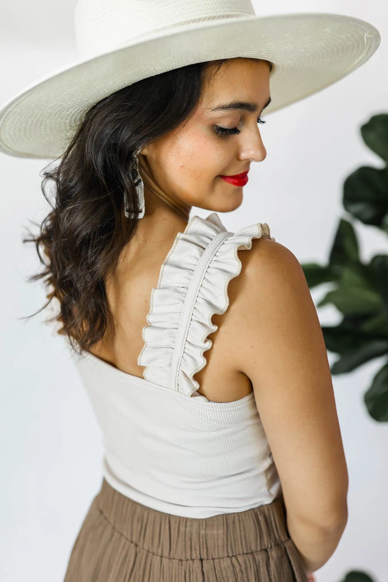 Romantic Style Ribbed Bodysuit In Eggshell