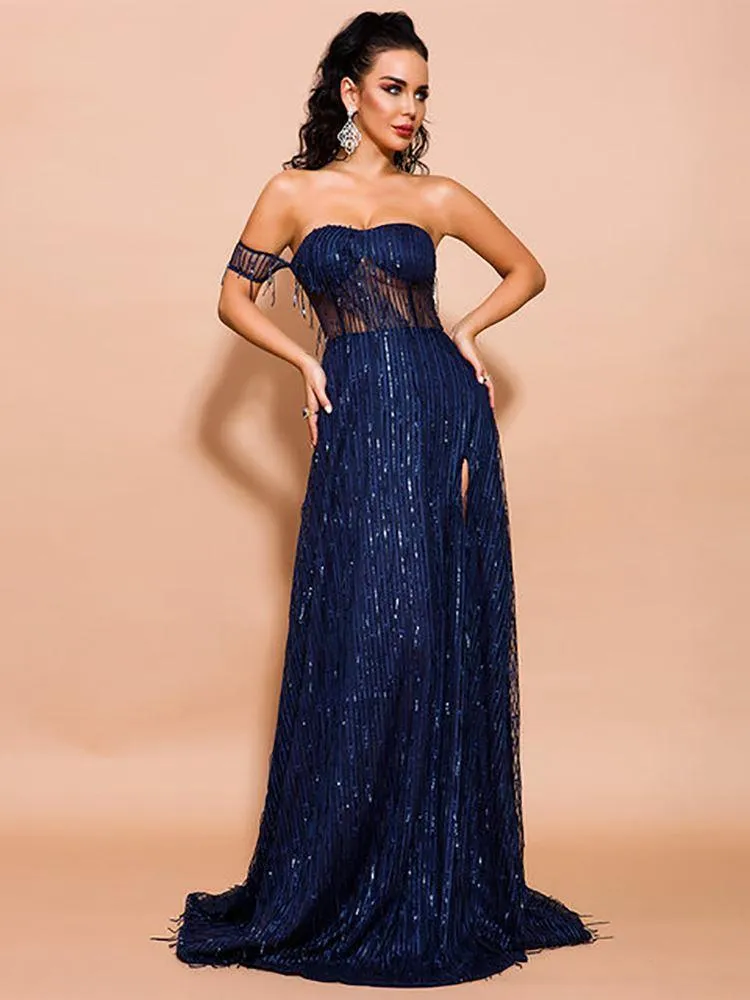 Royal Blue Sequin Ball Gown