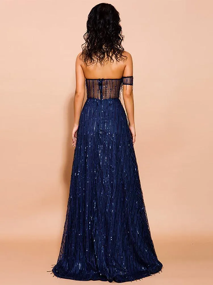 Royal Blue Sequin Ball Gown