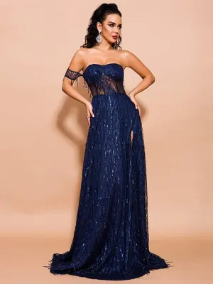 Royal Blue Sequin Ball Gown
