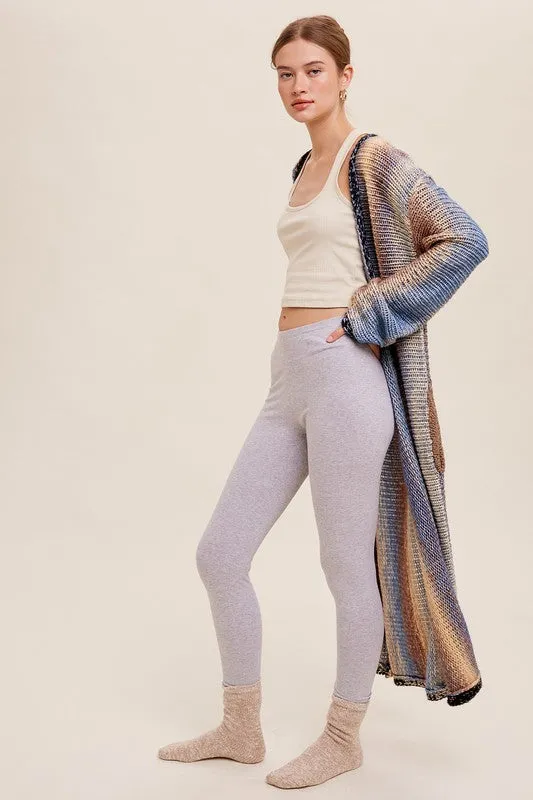 Selena Multi Color Long Knit Open Cardigan