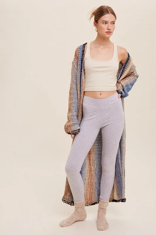 Selena Multi Color Long Knit Open Cardigan
