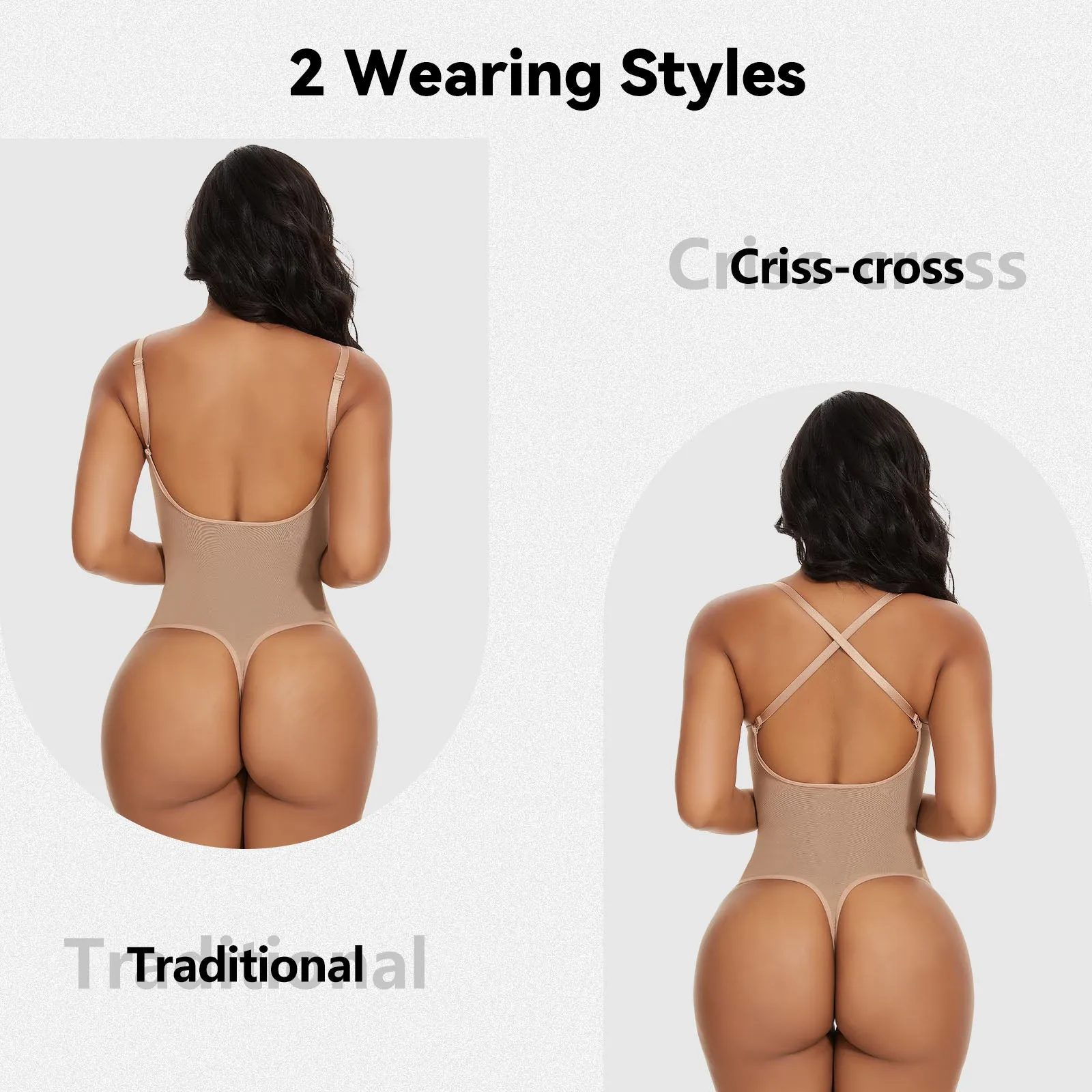 Shaperin Backless U Plunge Thong Shapewear Bodysuit
