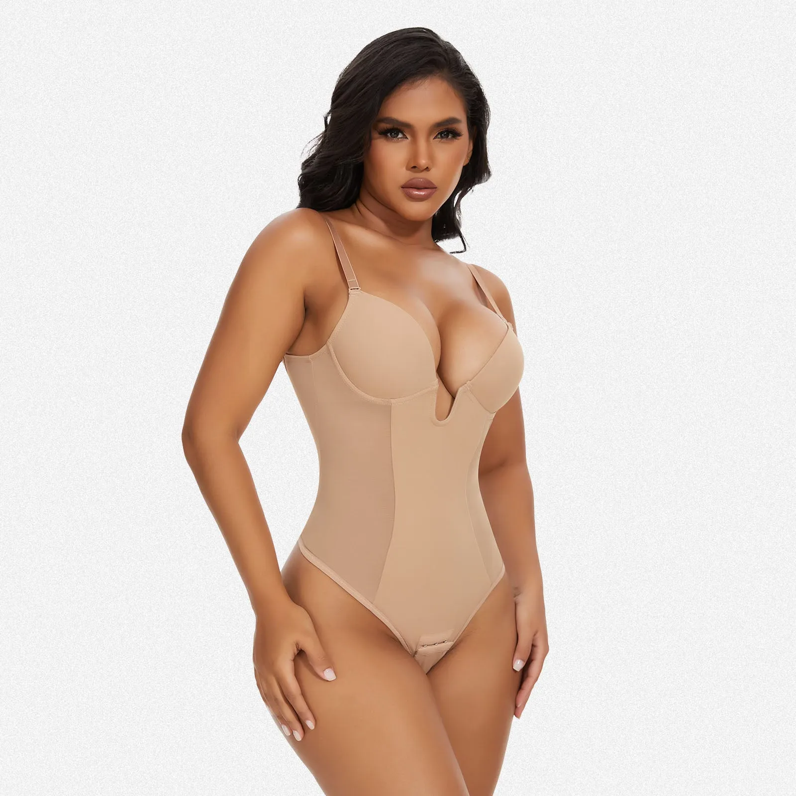 Shaperin Backless U Plunge Thong Shapewear Bodysuit