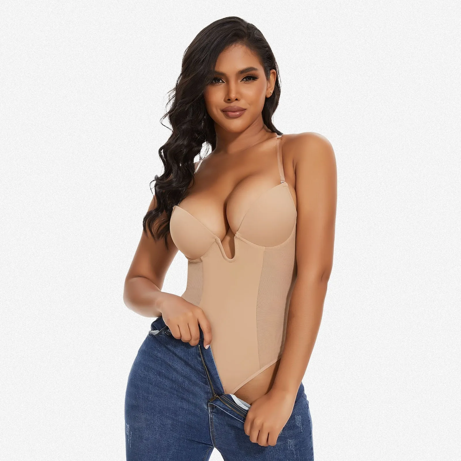 Shaperin Backless U Plunge Thong Shapewear Bodysuit