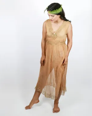 Sheer Antique Lace and Silk Dress