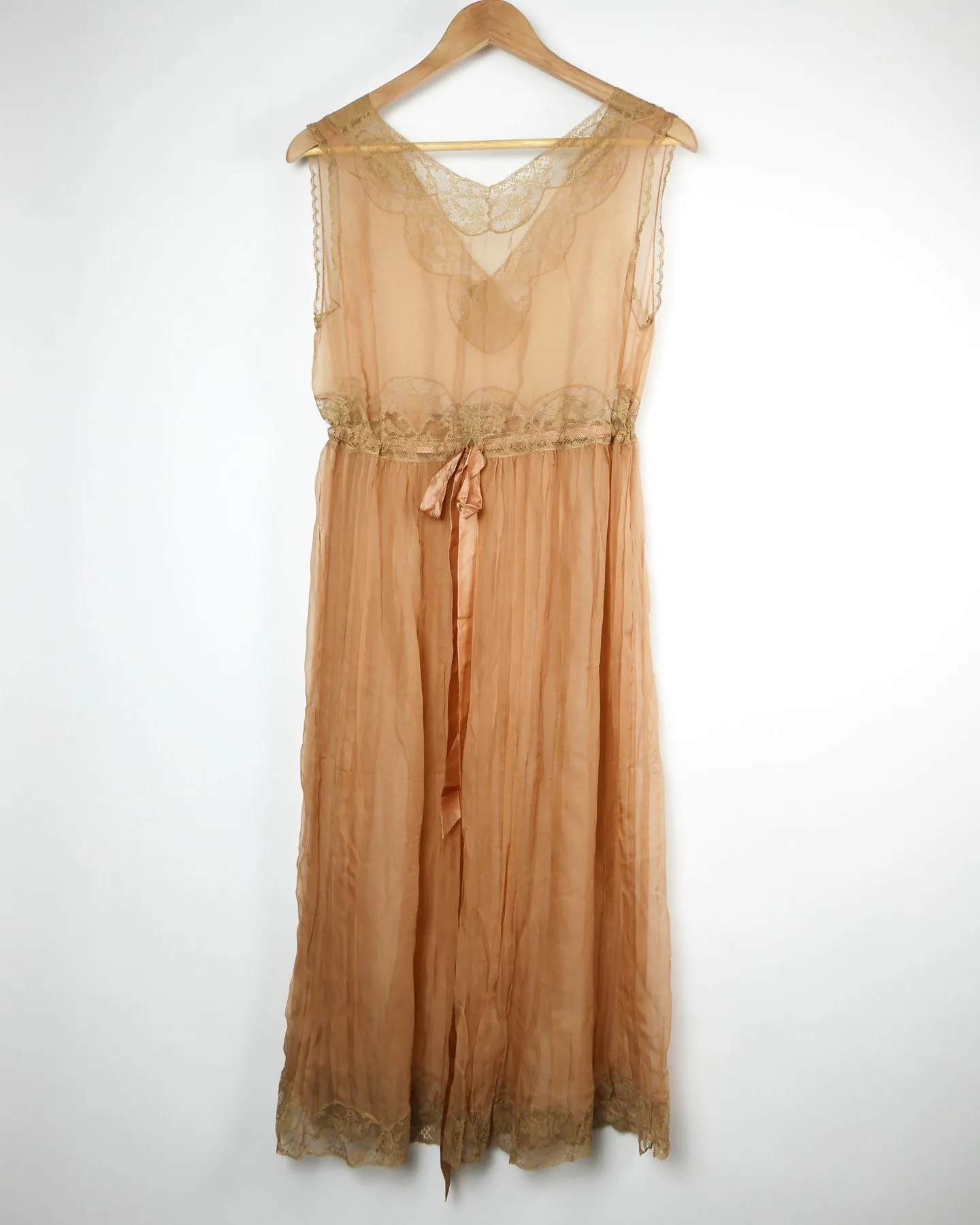Sheer Antique Lace and Silk Dress