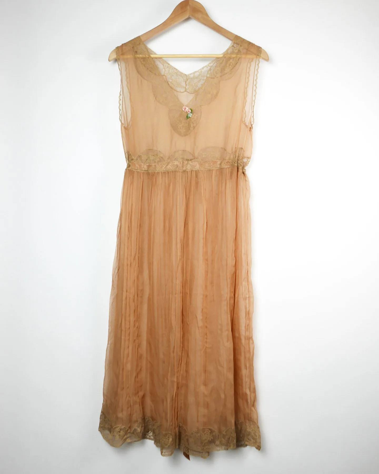 Sheer Antique Lace and Silk Dress