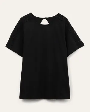 Sia Lace Detailed Cotton Top | Black