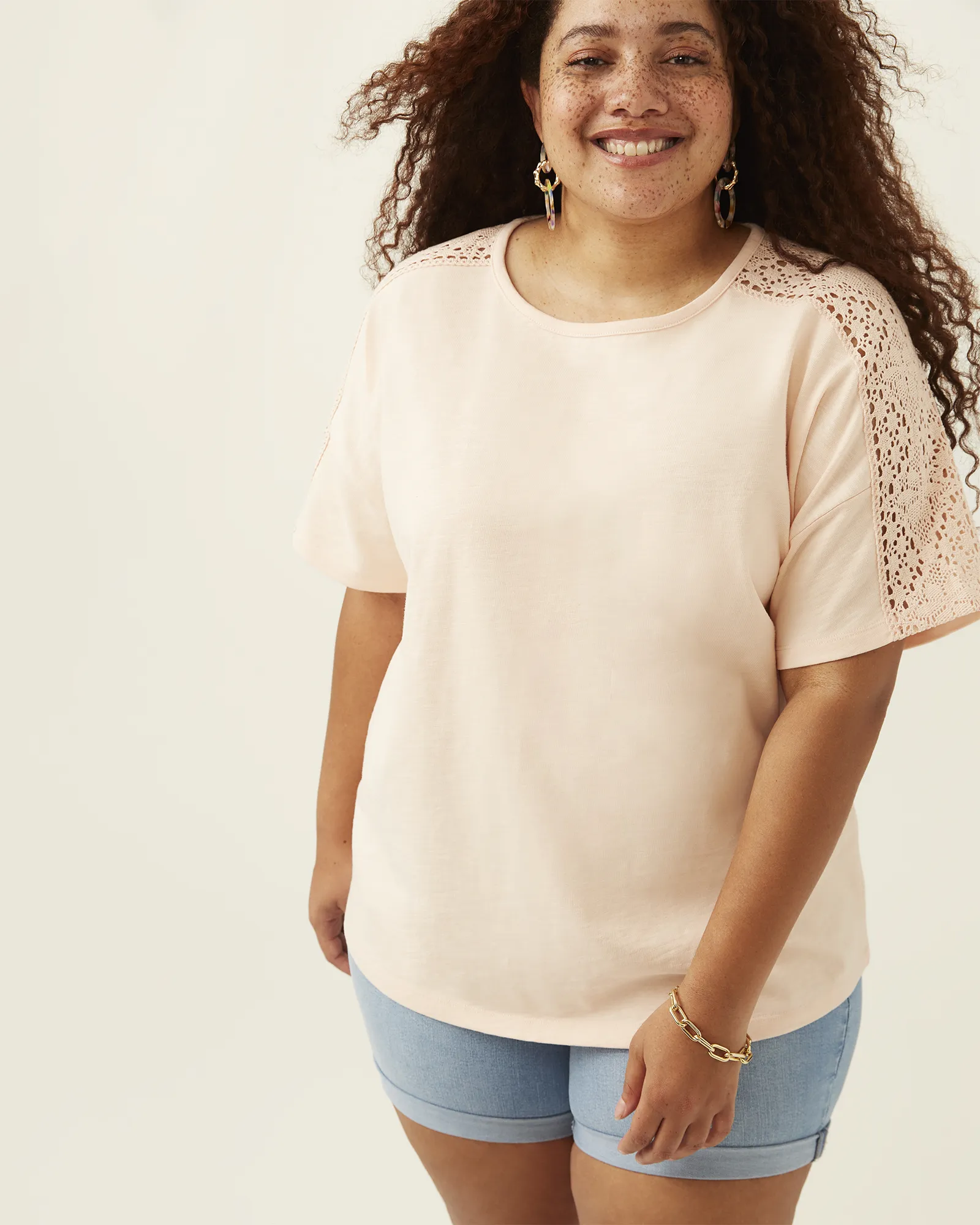 Sia Lace Detailed Cotton Top | Pink