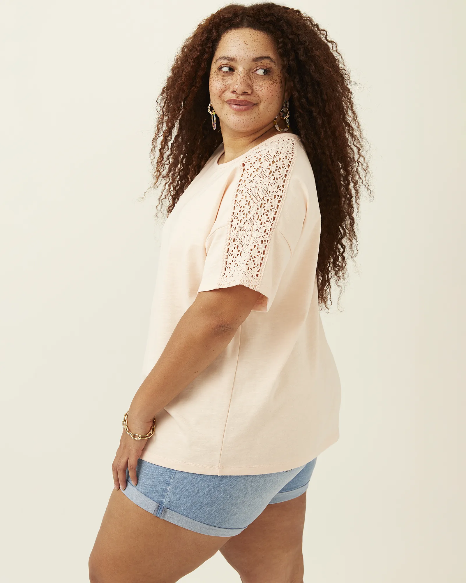 Sia Lace Detailed Cotton Top | Pink