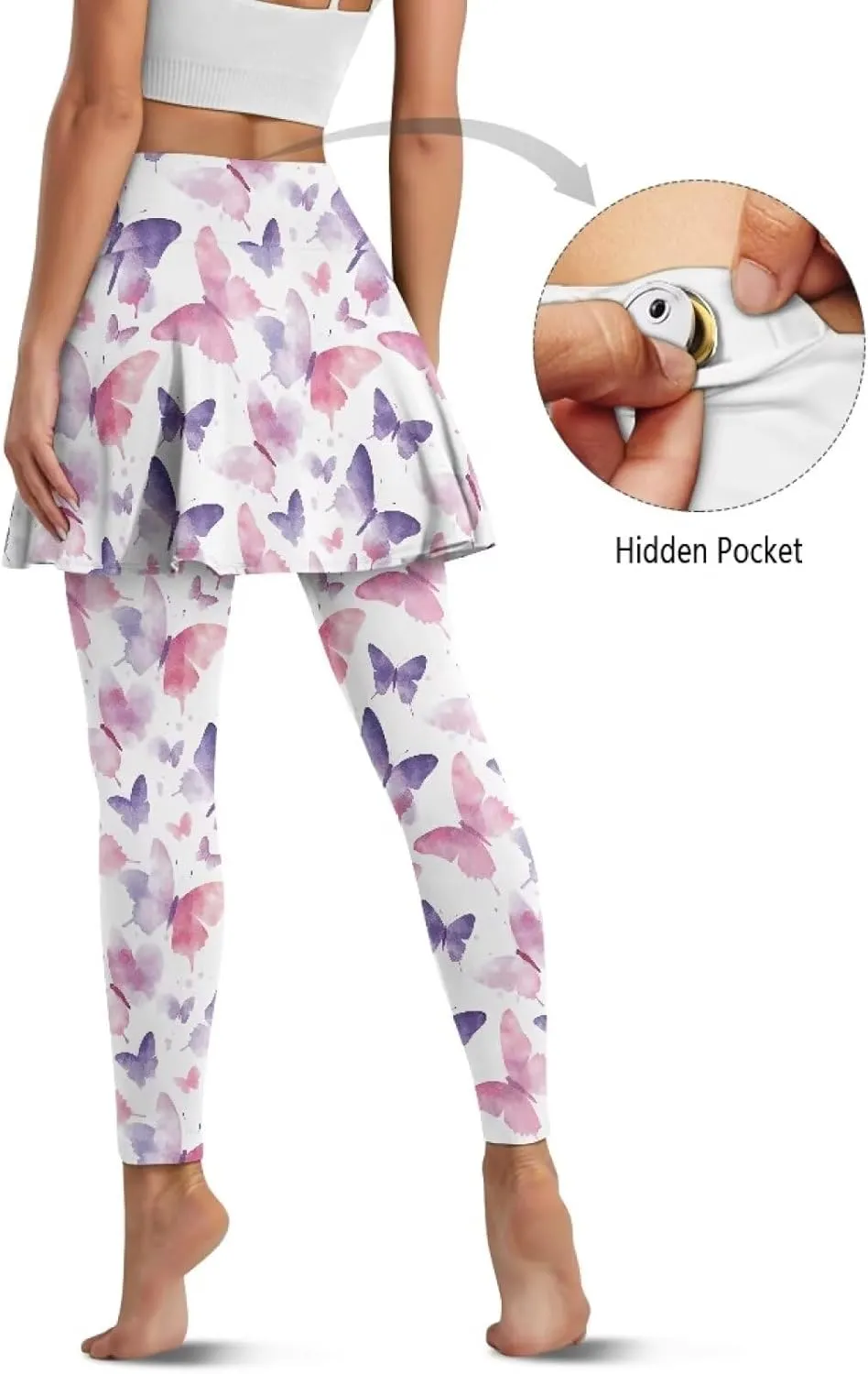Skirted Leggings for Women High Waisted Tummy Control Skirted Tights Stretchy Breathable Tennis Pickleball Outfits