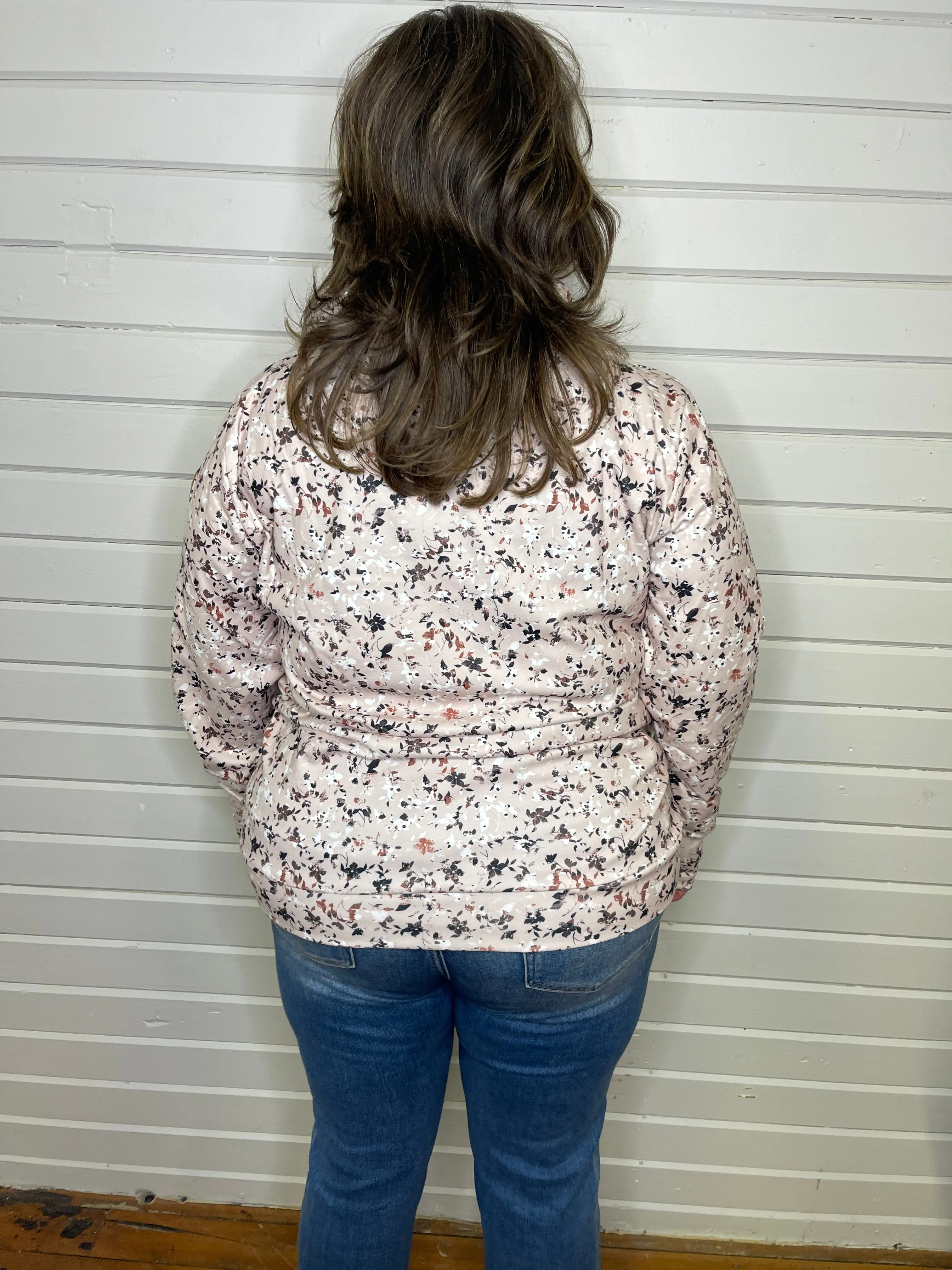 Soft Funnel Neck - Tan Micro Floral