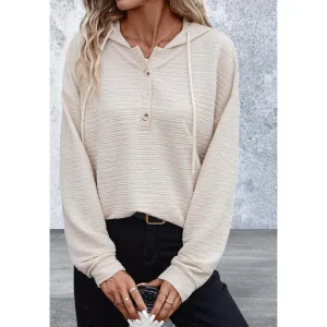 Soft LightWeight Drawstring Henley Hoodie