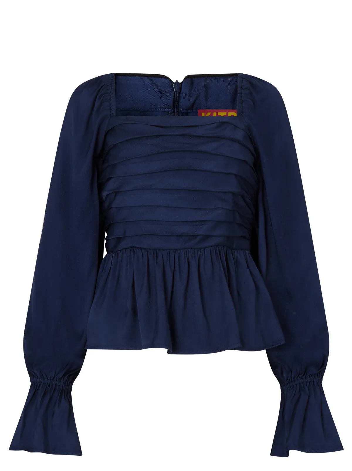 Sonya Navy Pleated Satin Top