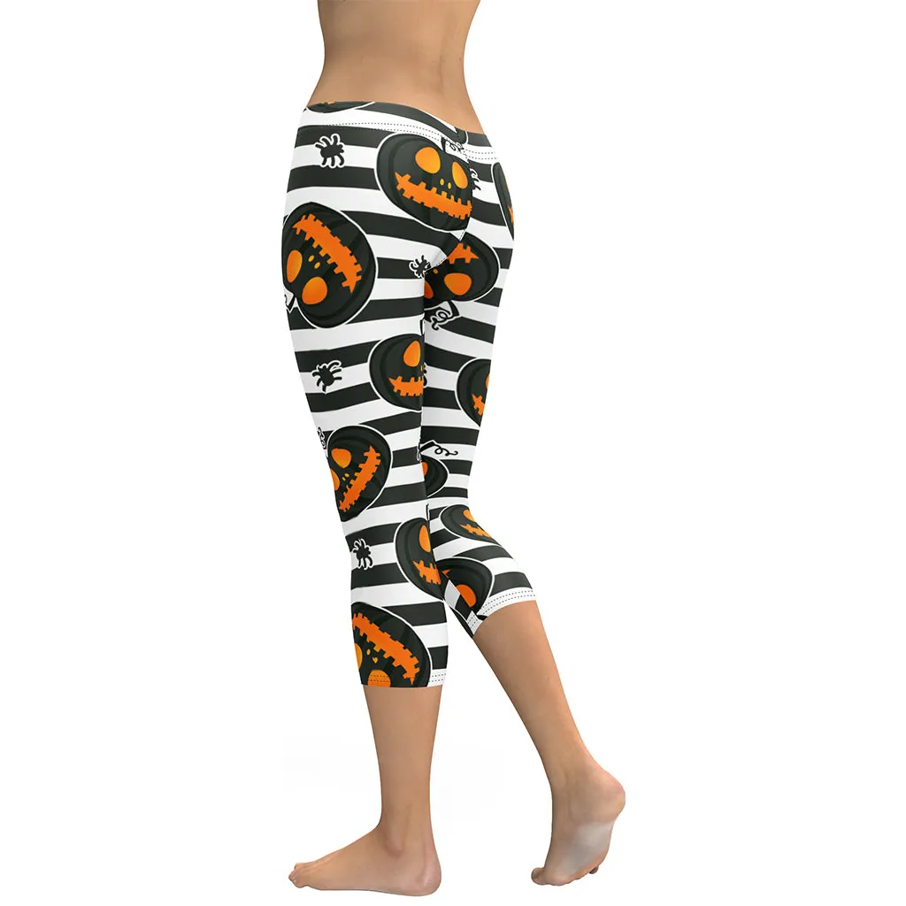 Striped Jack O'lanterns Capris