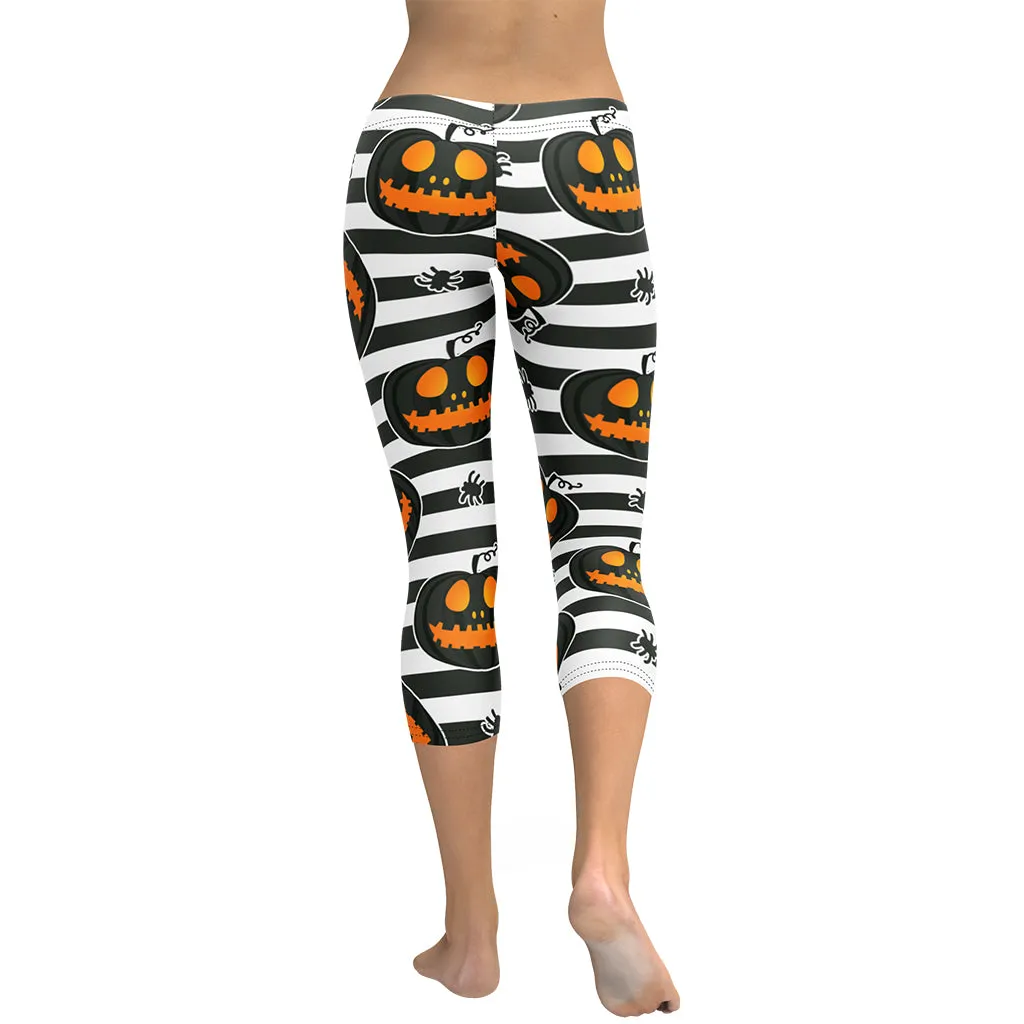 Striped Jack O'lanterns Capris