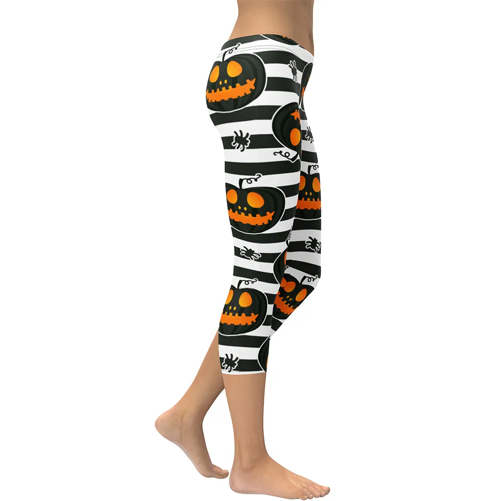 Striped Jack O'lanterns Capris