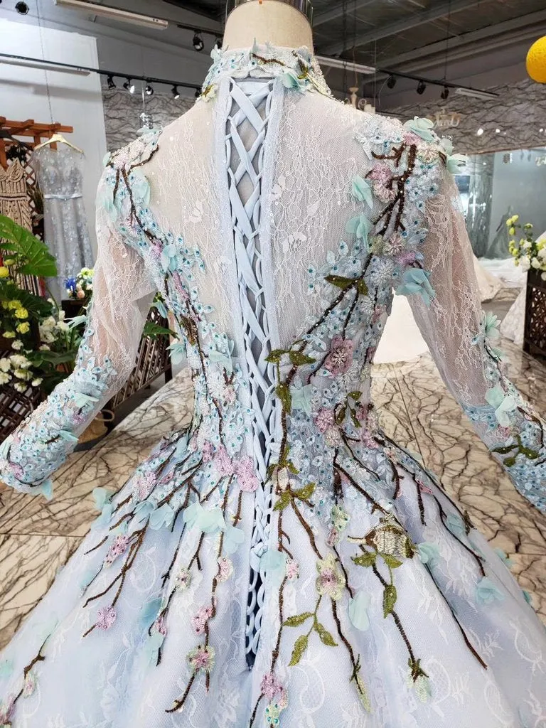 Stunning Light Blue Ball Gown Wedding Dresses, Quinceanera Dresses PFW0362