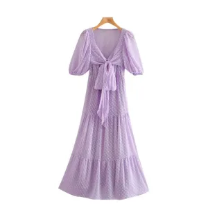 TIED DOT CHIFFON MIDI DRESS