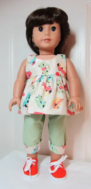 Travel Trailer Tunic & Capris 18 inch Doll