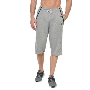 Vimal Jonney Cotton Blended Regular Fit Grey 3/4th Capri For Men