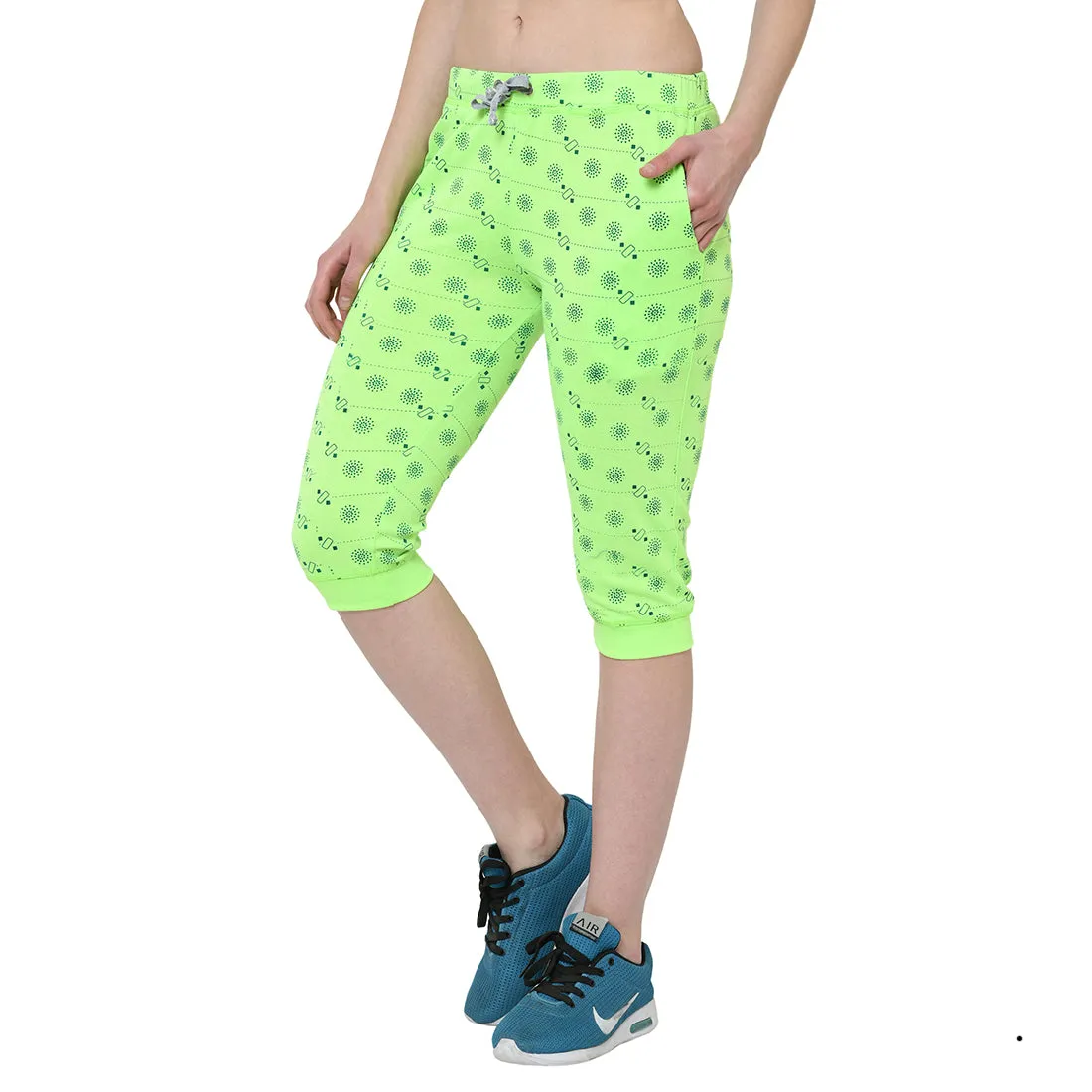 Vimal Jonney Green 3/4th Capri for Women