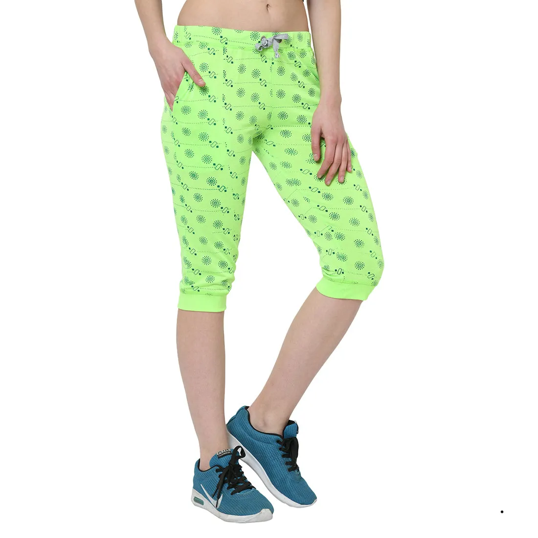 Vimal Jonney Green 3/4th Capri for Women
