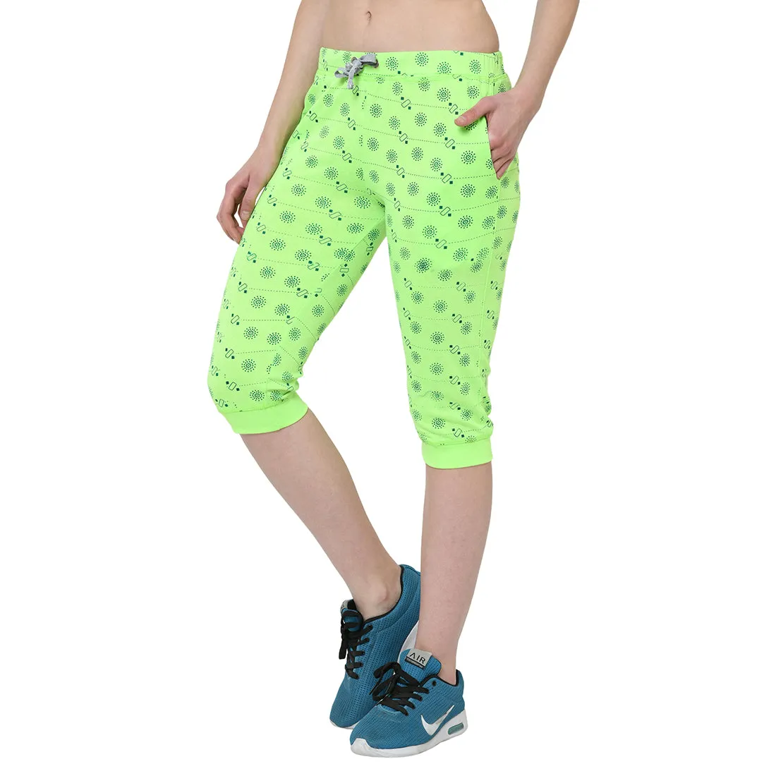 Vimal Jonney Green 3/4th Capri For Women's