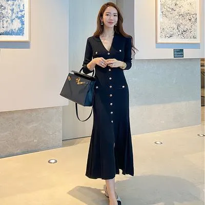 Vintage Korean Graceful Maxi Dress