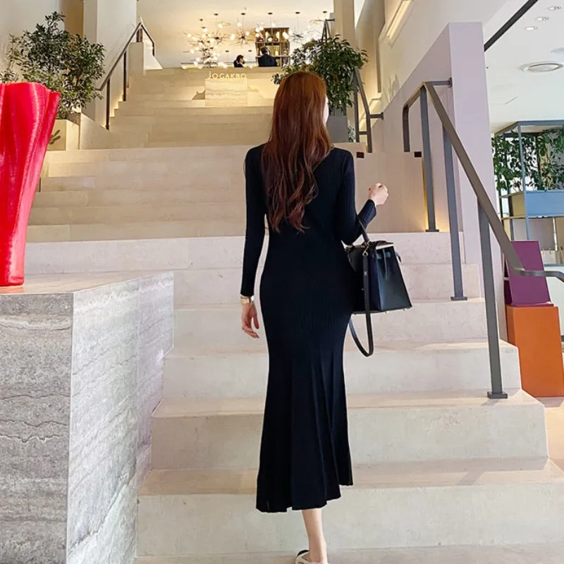 Vintage Korean Graceful Maxi Dress