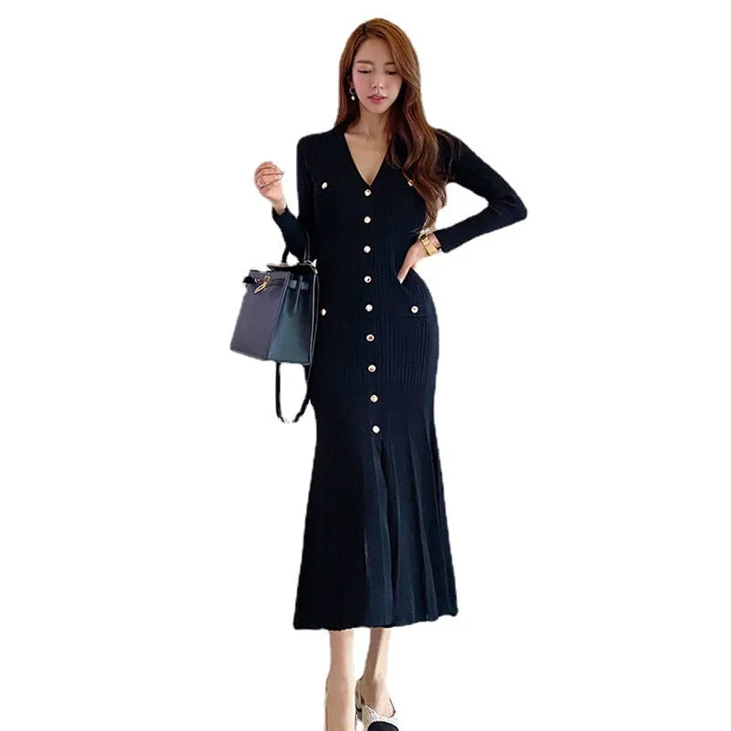 Vintage Korean Graceful Maxi Dress