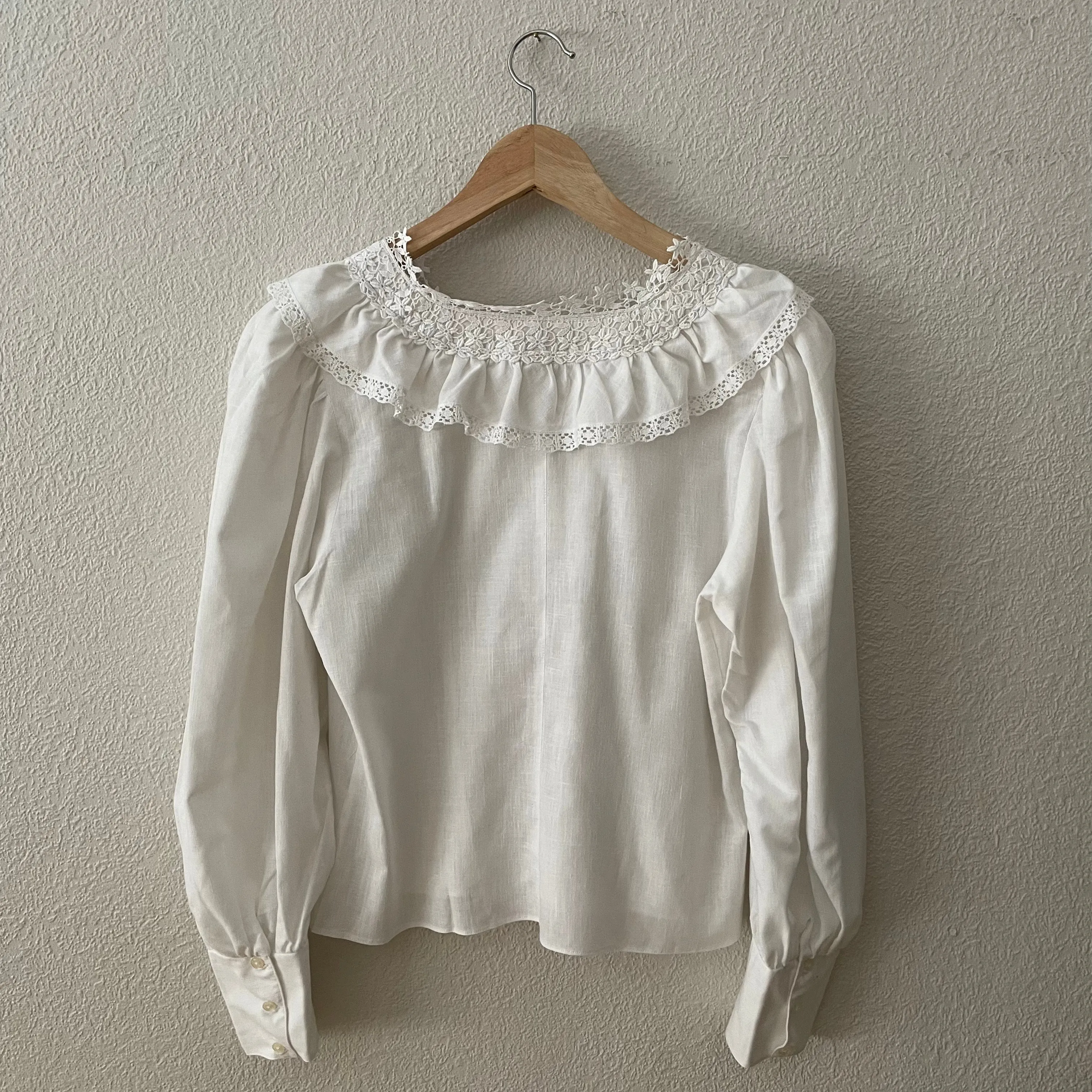 Vintage Lace Trim Blouse - Golden Bridge - Romantic