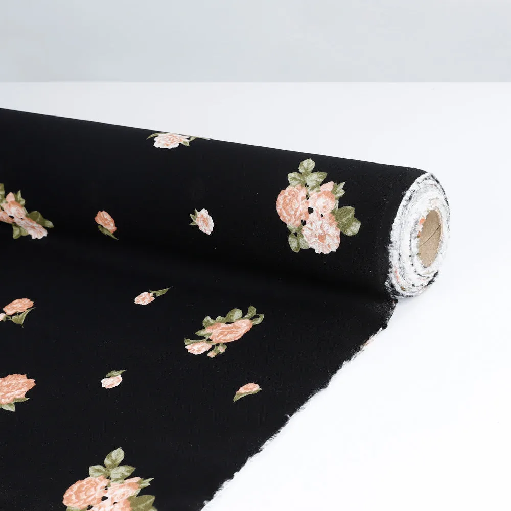 Vintage Rose Viscose Georgette - Black