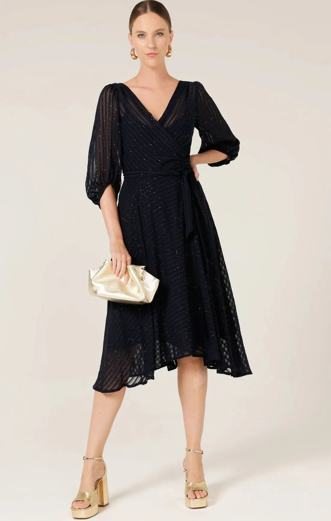 Vivienne Wrap Dress - Navy Sparkle