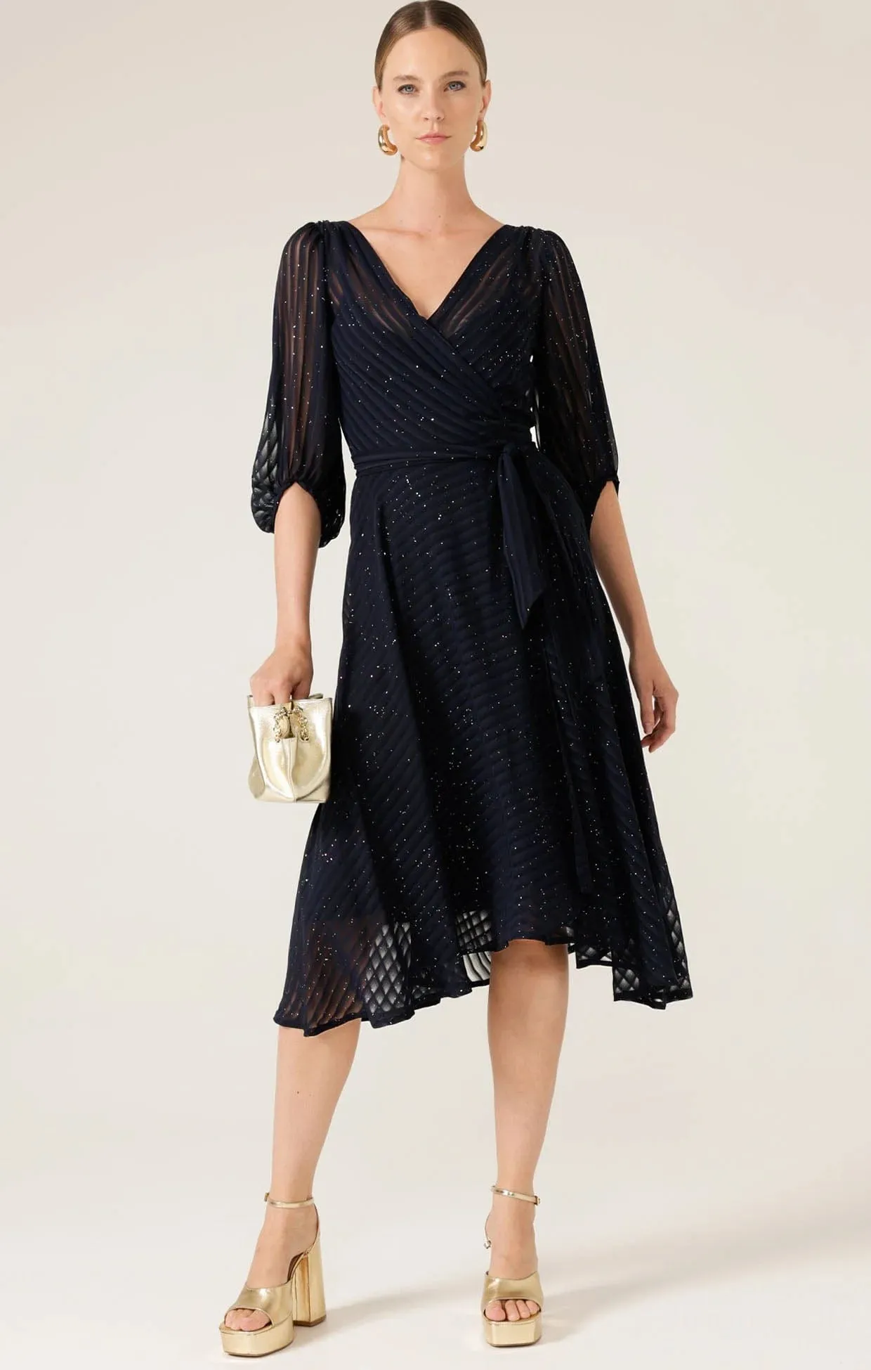 Vivienne Wrap Dress - Navy Sparkle