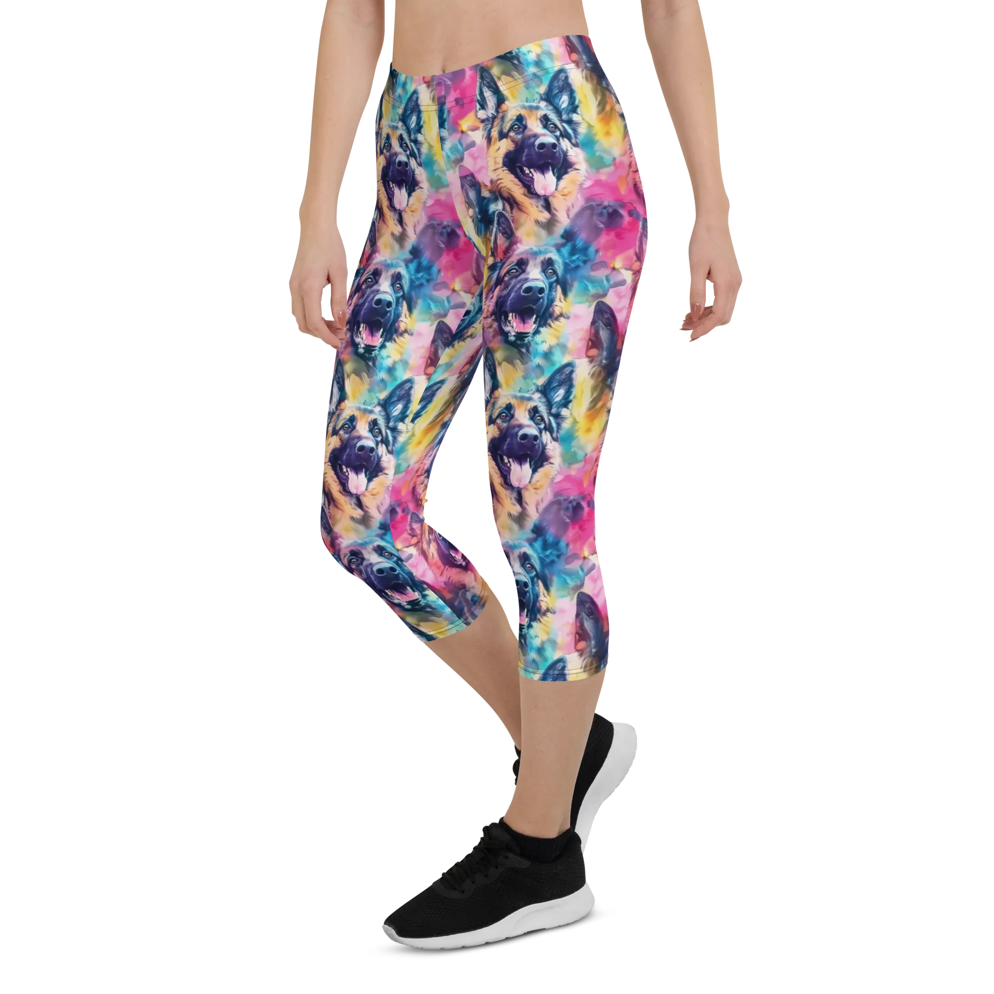 Watercolor German Shepherd Capris