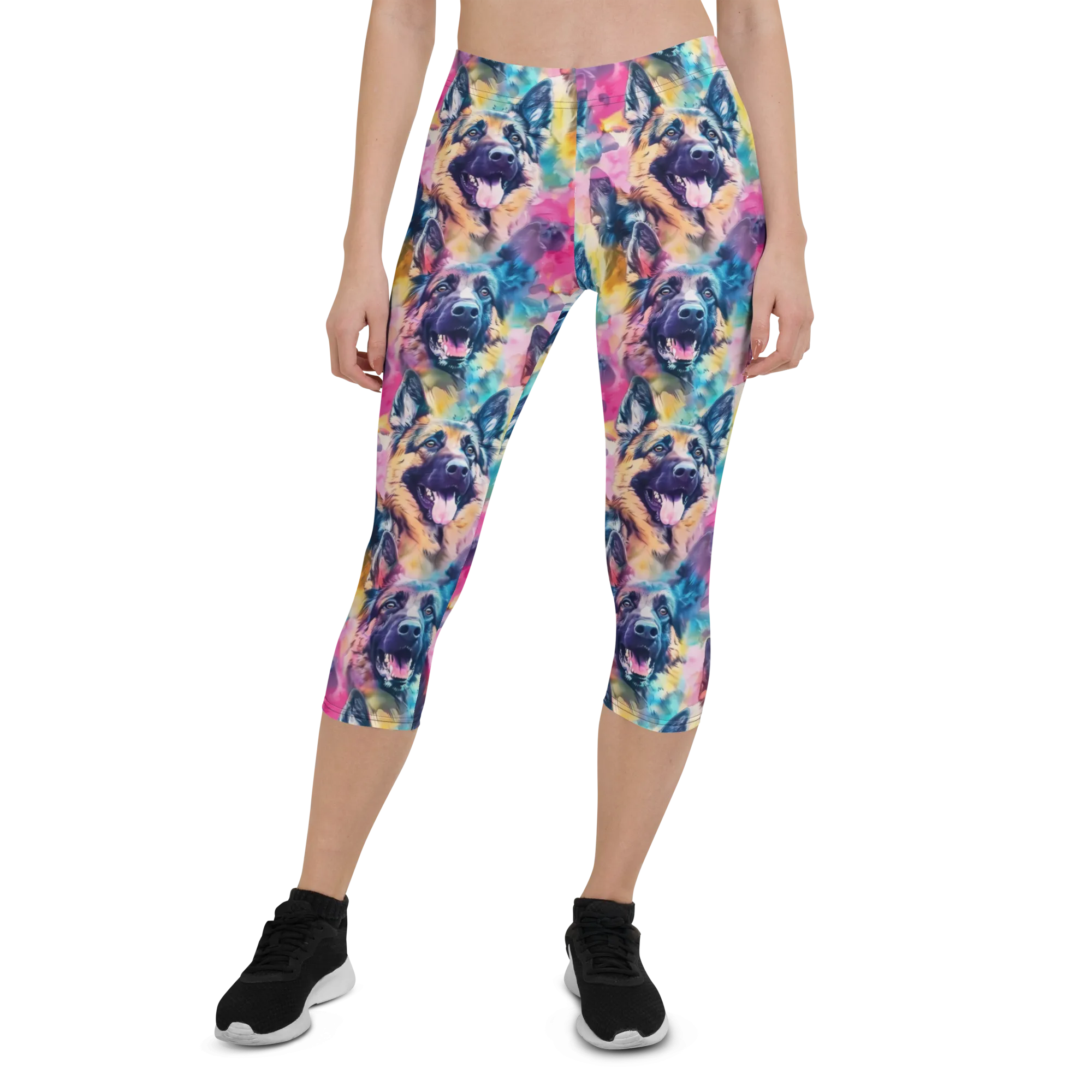 Watercolor German Shepherd Capris