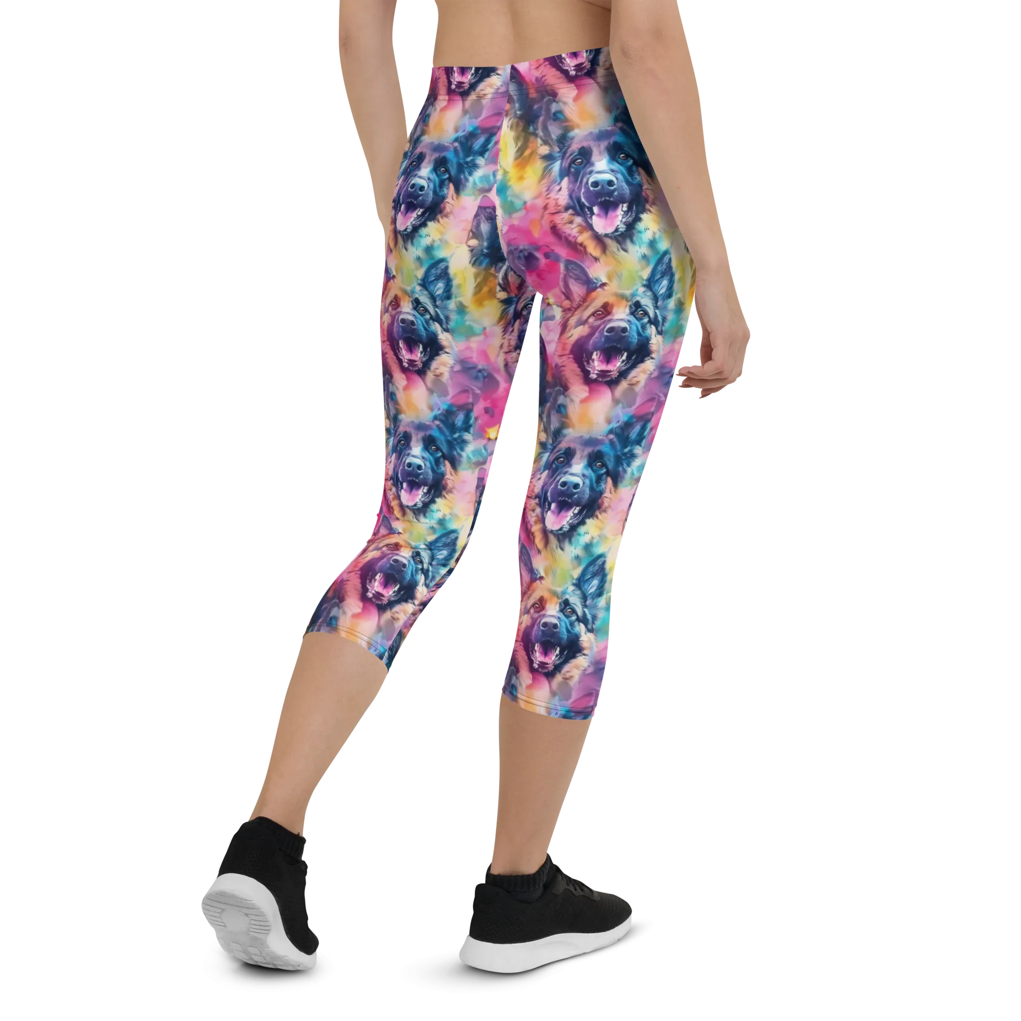 Watercolor German Shepherd Capris