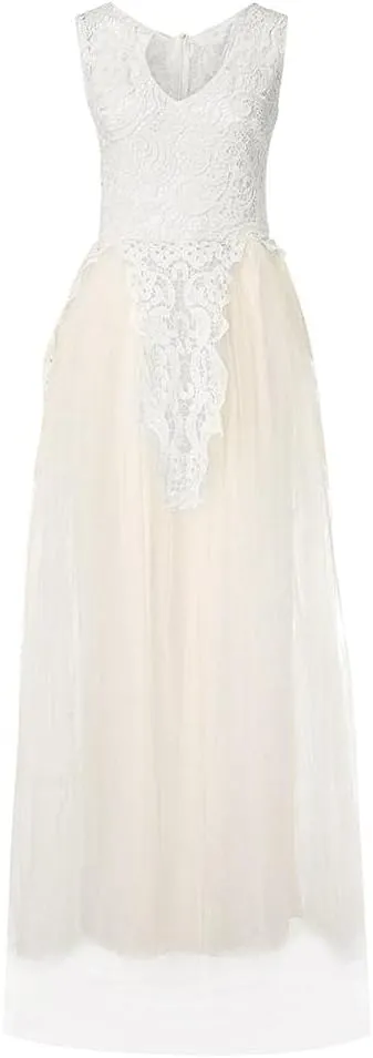 Women Fashion Elegant Gown Lace Wedding Floral Evening Party Ball Chiffon Mother of The Bride Dresses Long