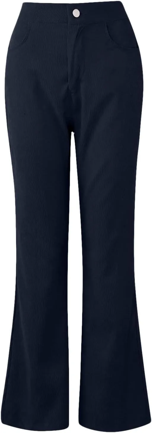 Women Linen Blend Summer Y2K Fashion Pant Trousers Elastic Waist Baggy Stretchy Loose Fit Pant Trousers Office