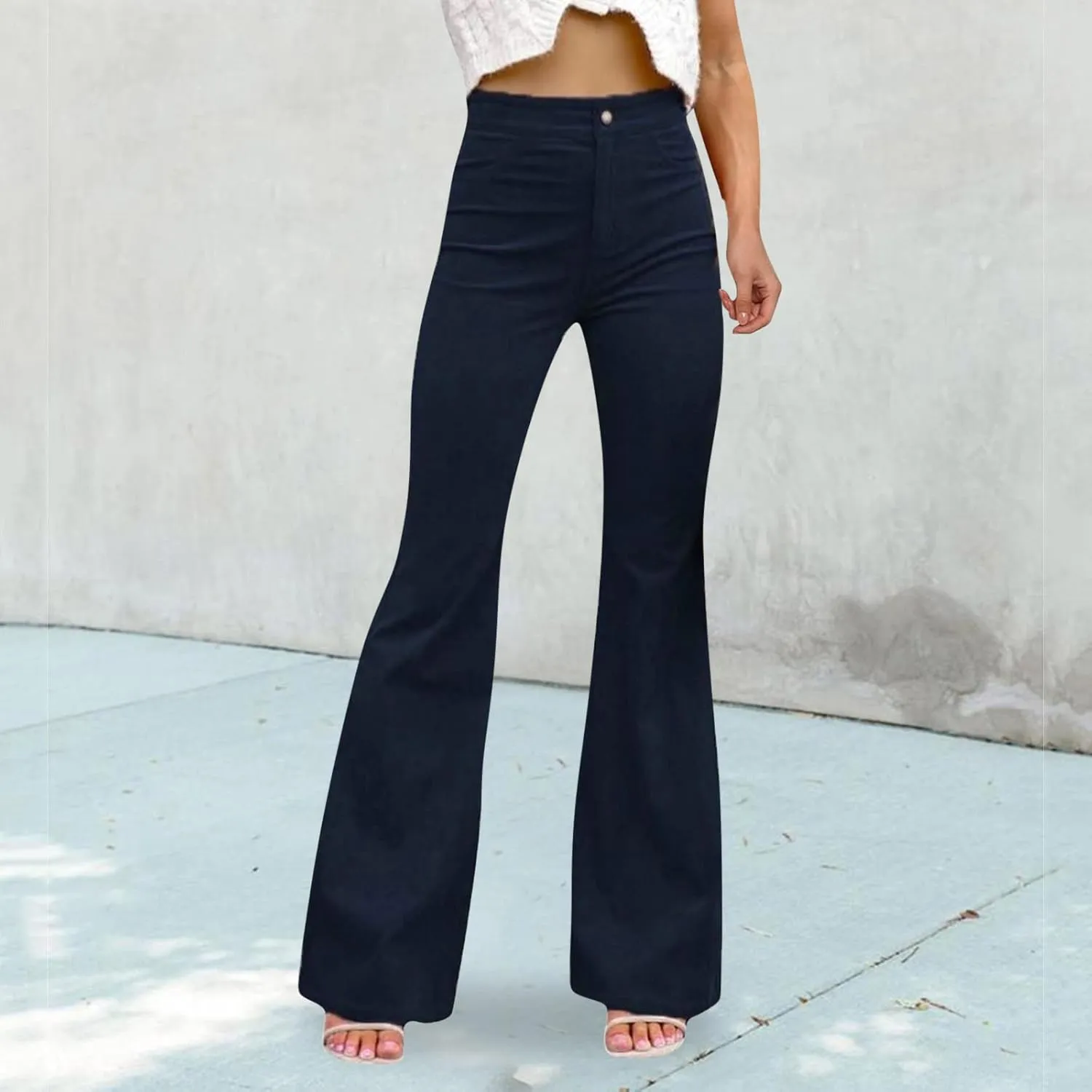 Women Linen Blend Summer Y2K Fashion Pant Trousers Elastic Waist Baggy Stretchy Loose Fit Pant Trousers Office