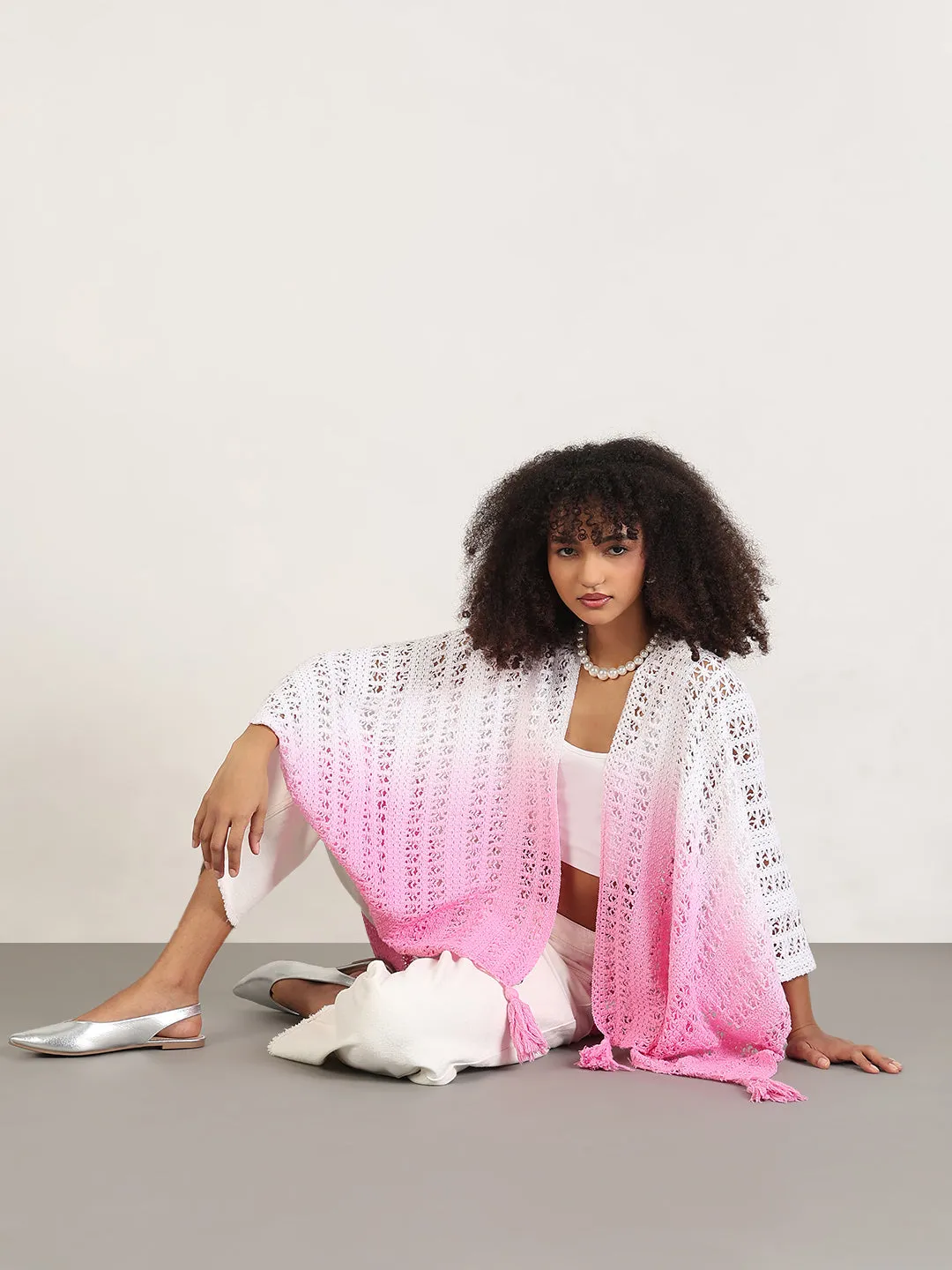Women Ombre Pink Asymmetric Top