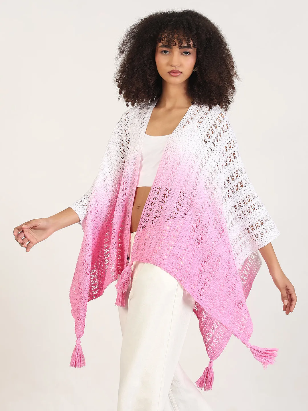 Women Ombre Pink Asymmetric Top